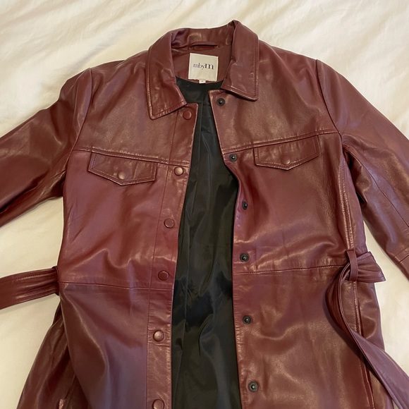 Burgundy Leather Shirt Jacket - Picture 3 of 11